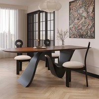 Table à manger en bois massif de style français, pour la maison, le salon, appartement compact, design haut de gamme, table îlot murale créative