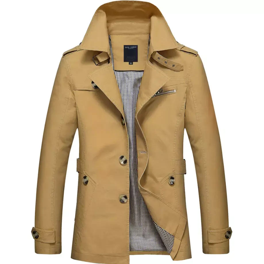 2022 New Style Spring And Autumn Fashion Trench Coat For Men Wash Windproof Jacket Casaco Longo Masculino