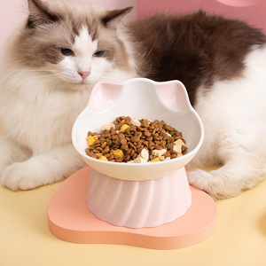 ชามอาหารแมวเซรามิกทรงโค้งมนสำหรับอุปกรณ์สัตว์เลี้ยงแมว - Product Image 2
