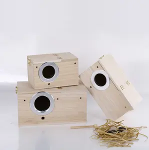 Vendita calda parrocchetto nido scatola legno Budgie Bird House scatola di allevamento gabbia per uccelli nido gabbia di allevamento naturale moda stampa antivento