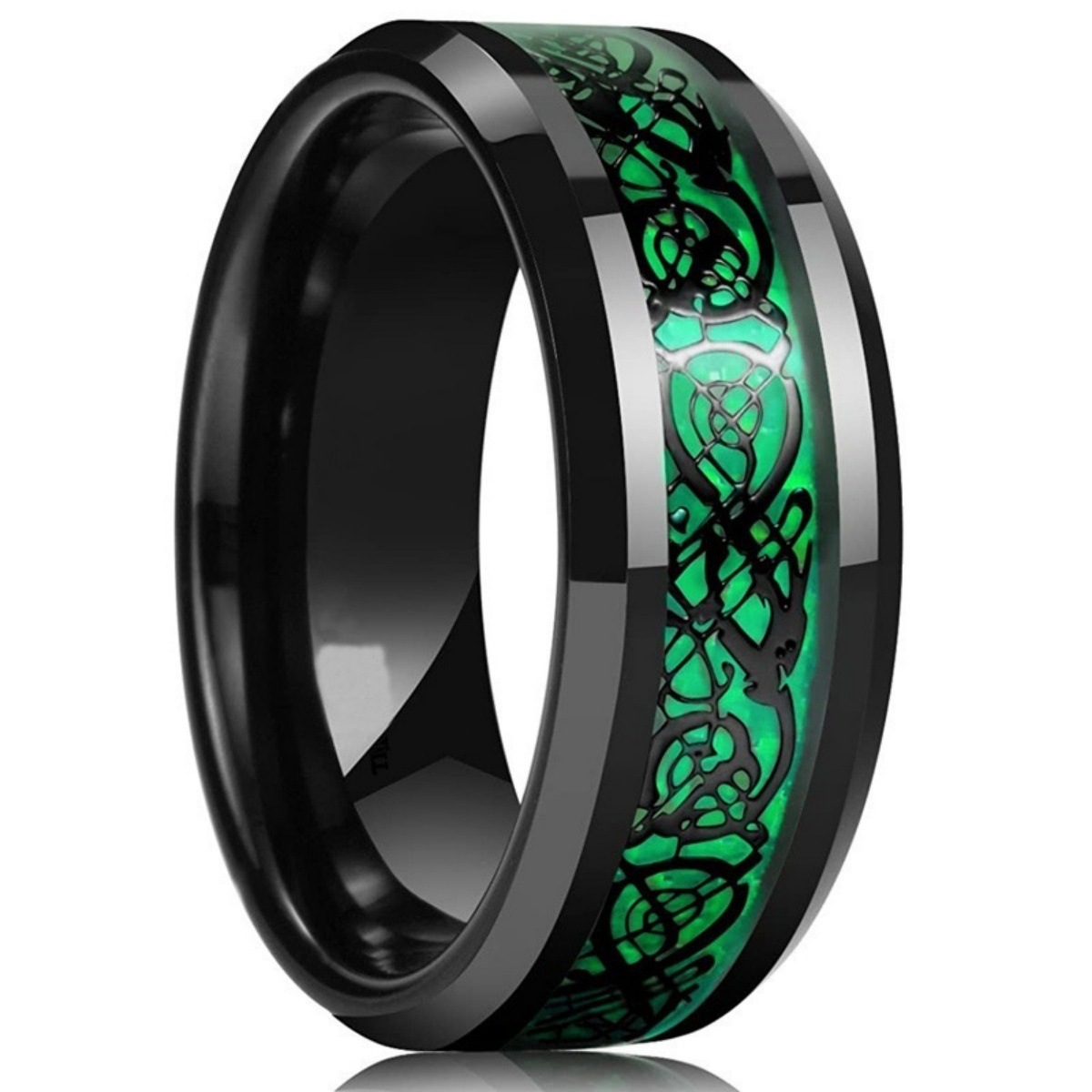 Bague Homme Acier Inoxydable Vert