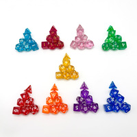 Deskjoy Factory Sale 7 pcs/set dés en plastique polyédrique transparent gravé écologique pour jeux de rôle