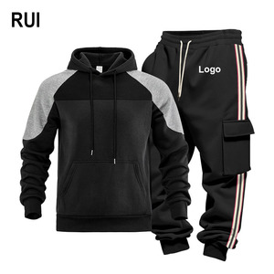 RUIQUWIN Vente en gros Nouveaux survêtements pour hommes Grande taille Décontracté Printemps Essentiels de sport Sweat à capuche et pantalon de survêtement rayé Ensemble deux pièces - Product Image 1