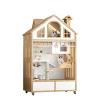 Dongma Cat Villa Bac à litière pour chat en bois massif, extra-large, imperméable, cage pour chat, armoire pour chat, maison pour chat d'intérieur