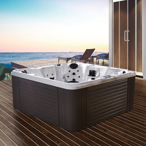 Baignoire à remous rectangulaire avec massage par l'air, en acrylique blanc, autoportante, pour 2 personnes, appartement - Product Image 1
