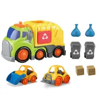 Kiddy Go! Мусоровоз Freewheel с 2 мусорными баками и вилочным погрузчиком, мусорный грузовик со звуком и светом, набор для переработки