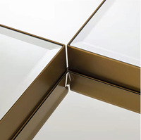 Table Basse dorée de luxe avec dessus miroir, ensemble de 4 pièces, meubles de salon, plateau central, en acier inoxydable