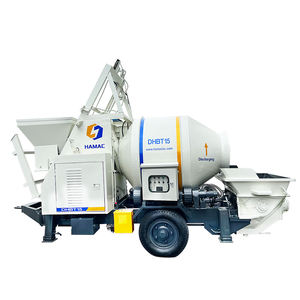 Pompe à béton mobile HAMAC avec remorque, mélange et pompage intégrés pour les chantiers de construction, alimentation diesel ou électrique - Product Image 1