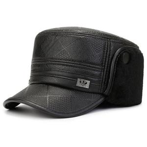 Men's <b>Flat</b> Cap With Ear Flaps Warm Winter <b>Hat</b> For Middle Aged And Elderly - Product Image 2