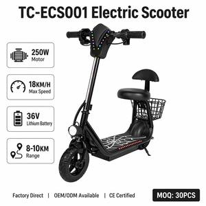 <span class=keywords><strong>Scooter</strong></span> Eléctrico de 250W 36V al por Mayor con Asiento y Cesta Trasera TC-ECS001, <span class=keywords><strong>Scooter</strong></span> Eléctrico Portátil con Luz Ambiental Colorida - Product Image 1