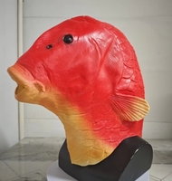 Masque de poisson réaliste en latex, masque de carpe noire pour Halloween, fête d'anniversaire, couvre-tête complet, accessoire de farce, masques de fête amusants