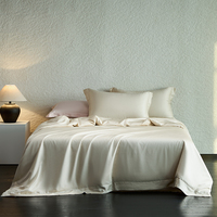 Ensemble de literie luxueux en tissu 100% Lyocell 100S 300TC, tissé uni, toucher soyeux et rafraîchissant, ensemble de draps 4 pièces