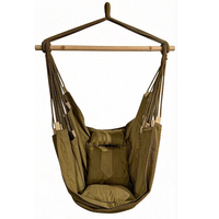 Hamac suspendu moderne en bois pour intérieur/extérieur avec coussin et poche, design pliable et écologique