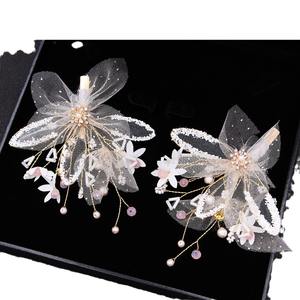 Accessoires de <span class=keywords><strong>cheveux</strong></span> de mariée coréens, barrettes en maille dorée, 2 pièces, pince latérale, robe de demoiselle d'honneur, tête de fille - Product Image 5