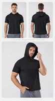 T-Shirt con Cappuccio Personalizzata OEM con Logo Stampato, Morbida, Elastica, Anti-Pilling, Traspirante, Unisex per Allenamento e Sport