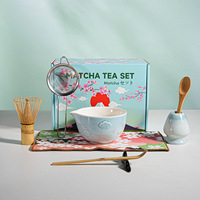 Ensemble Cadeau de Cérémonie du Thé : Bol à Matcha en Céramique à Motif Gaufré, Fouet à Matcha en Bambou (Chasen) et Outils à Matcha – Vente en Gros