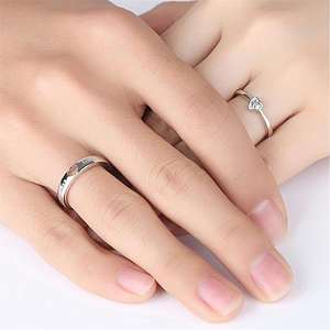 แหวนคู่เงินแท้ประดับเพชร CZ สำหรับผู้หญิง แหวนหมั้นปรับขนาดได้ ขายส่งเครื่องประดับแฟชั่นคุณภาพสูง - Product Image 5