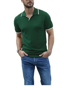 เสื้อโปโลคอวีสำหรับผู้ชายเสื้อโปโลแบบเข้ารูปปกติเสื้อโปโลกอล์ฟเฮนลี่ย์ปรับแต่งโลโก้ - Product Image 1