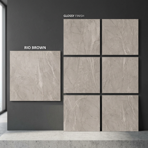 Azulejos de Porcelana Rosso Omano, Color Marrón Oscuro, Aspecto de Mármol, Super Brillantes, para Interiores de Lujo, 32x32 Pulgadas - Product Image 5