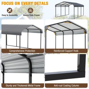 Abri de voiture en métal SOLIGEL 10' x 15' robuste, toit galvanisé, structure en acier thermolaqué, pour voitures, bateaux, SUV, véhicules agricoles - Product Image 3