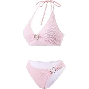 Ensemble de bikini personnalisé pour femme, haut à nouer, bas échancré, maillot de bain extensible deux pièces pour l'été - Product Image 3