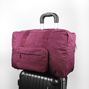 Portable Foldable Travel Duffel Bag Large Capacity Trolley Case Solid Color Outdoor Storage Bag Purple - Product Image 1