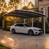 Abri de stationnement double pour garage de villa moderne de luxe Angye, avec cadre en alliage d'aluminium thermolaqué et auvent pare-soleil