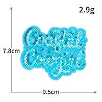 Patchs thermocollants brodés par ordinateur pour vêtements, motifs Série Océan Bleu, Paillettes, Coquillage, Vague, Surf