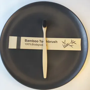 Jual grosir grosir sikat gigi bambu Nano arang organik Biodegradable untuk perjalanan dewasa dengan desain Logo berdiri dan Set