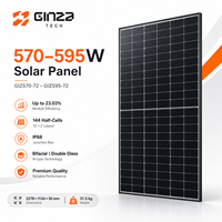 Panneaux solaires bifaciaux double vitrage GINZA 570W-595W de type N, 144 demi-cellules, module PV IP68, cellules 182mmx182mm, solaires domestiques et commerciaux