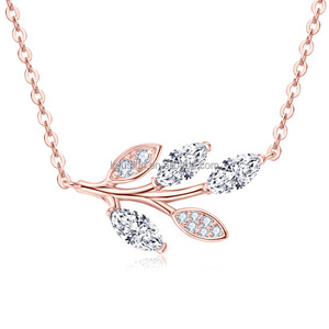 925 Sterling Zilver Rhodium Plated Gra Certificaat 0.3ct D Kleur Marquise Cut Moissanite Blad Kruis Ketting Ketting Vrouwen - Product Image 3