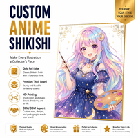 Planche Shikishi Anime Personnalisée sur Demande, Bord Doré, Planche Artistique Holographique, Merchandise pour Fans, Cadeau de Collection