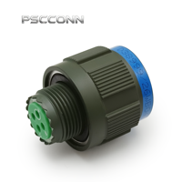 Connecteur circulaire industriel PSCCONN série D38999 à 4 broches, finition olive drab cadmium, blindage EMI, prise à verrouillage rapide