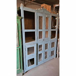 ตู้โชว์ทำจากไม้แนวชนบททึบประตูกระจกโบราณอเนกประสงค์สำหรับห้องนั่งเล่นบ้านโรงแรมห้องครัววิลล่ารับประทานอาหาร - Product Image 1