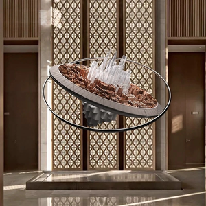 Œuvre d'art en matériaux mixtes, décoration murale, architecture 3D, design de skyline de ville futuriste, sculpture - Product Image 1