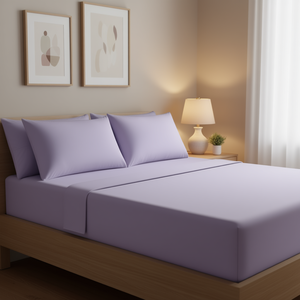 Cabos Queen Size <b>Lavender</b> Sheet Set 200 Thread Count Hypoallergenic Solid Color Home <b>Bedding</b> - Product Image 2