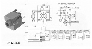PJ-344 Conector de Audio Estéreo de 3.5mm, Montaje Horizontal de 7 Pines con Manguito Interno de Latón, 180 °   Conector de paso perforado - Product Image 6