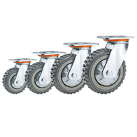 Chariot à main industriel Roulettes fixes pivotantes en PVC gris 4 pouces 5 pouces 6 pouces 8 pouces