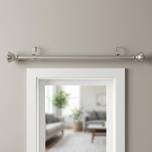 Classic <b>Silver</b> <b>Curtain</b> <b>Pole</b> with Finials Traditional Style 0.75-0.99 Inch Diameter Anti Rust Finish - Product Image 5