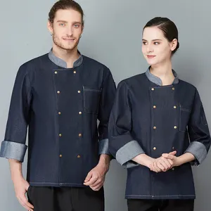 Uniforme de chef profissional, restaurantes unisex manga comprida caseiro vestuário jaqueta cozinha padaria café macacão