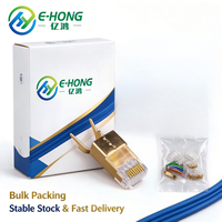 E-HONG CAT8 RJ45 8P8C Connecteur Modulaire Blindé en Alliage de Zinc avec Coque Dorée 40 Gbit/s pour Réseau