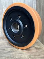 Roue de traction avant en polyuréthane PU massif HELI 330x100 mm à 6 trous de boulons, durable, pour chariot élévateur à fourche CQD20