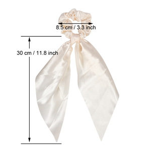 Élastiques à cheveux en satin de couleur unie pour femmes, bandeaux vintage décontractés avec longues queues, accessoires capillaires de haute qualité pour un usage quotidien - Product Image 4