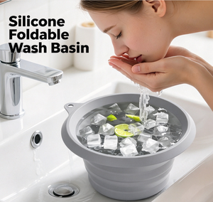 Bassin <span class=keywords><strong>de</strong></span> lavage pliable 2-en-1 en silicone avec bac à glaçons, qualité alimentaire FDA, sans BPA, pour soins du visage et bain <span class=keywords><strong>de</strong></span> glace - Product Image 1