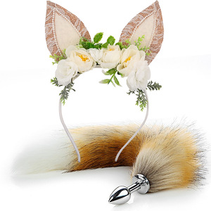 Silicone Métal Artificielle Longue Queue <span class=keywords><strong>Anal</strong></span> <span class=keywords><strong>Plug</strong></span> renard Queue Oreille Ensemble <span class=keywords><strong>SM</strong></span> Produits - Product Image 2