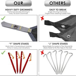 Lona de Camping WOQI 10x10 pies, Impermeable, Ligera, Cuadrada, con Bolsa de Almacenamiento, Cuerdas y Estacas para Tienda de Campaña - Product Image 5