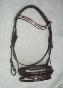 Smart Tack Bling Charol Horse Bridle Elegante banda curva para la frente y banda para la nariz sueca para espectáculos de equitación Equipo ecuestre - Product Image 2
