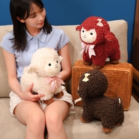 Niedliches Schaf-Plüschtier mit Schleife, Weiches Stofftier-Lamm, Lockiges Flauschiges Bauernhof-Tier-Plüschtier für Kinder, Sofa-Deko, Geburtstagsgeschenk