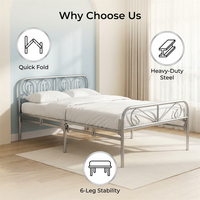 Base de Cama Económica de Hierro Forjado, Plataforma Metálica Resistente y Estable, Fácil de Montar, Muebles para Dormitorio, Hotel y Hogar