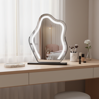 Miroir de maquillage LED en forme de nuage, miroir de vanité à commande tactile avec éclairage réglable pour la table de maquillage de la chambre à coucher